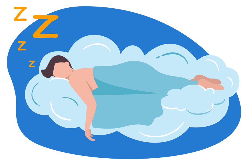 man asleep on cloud